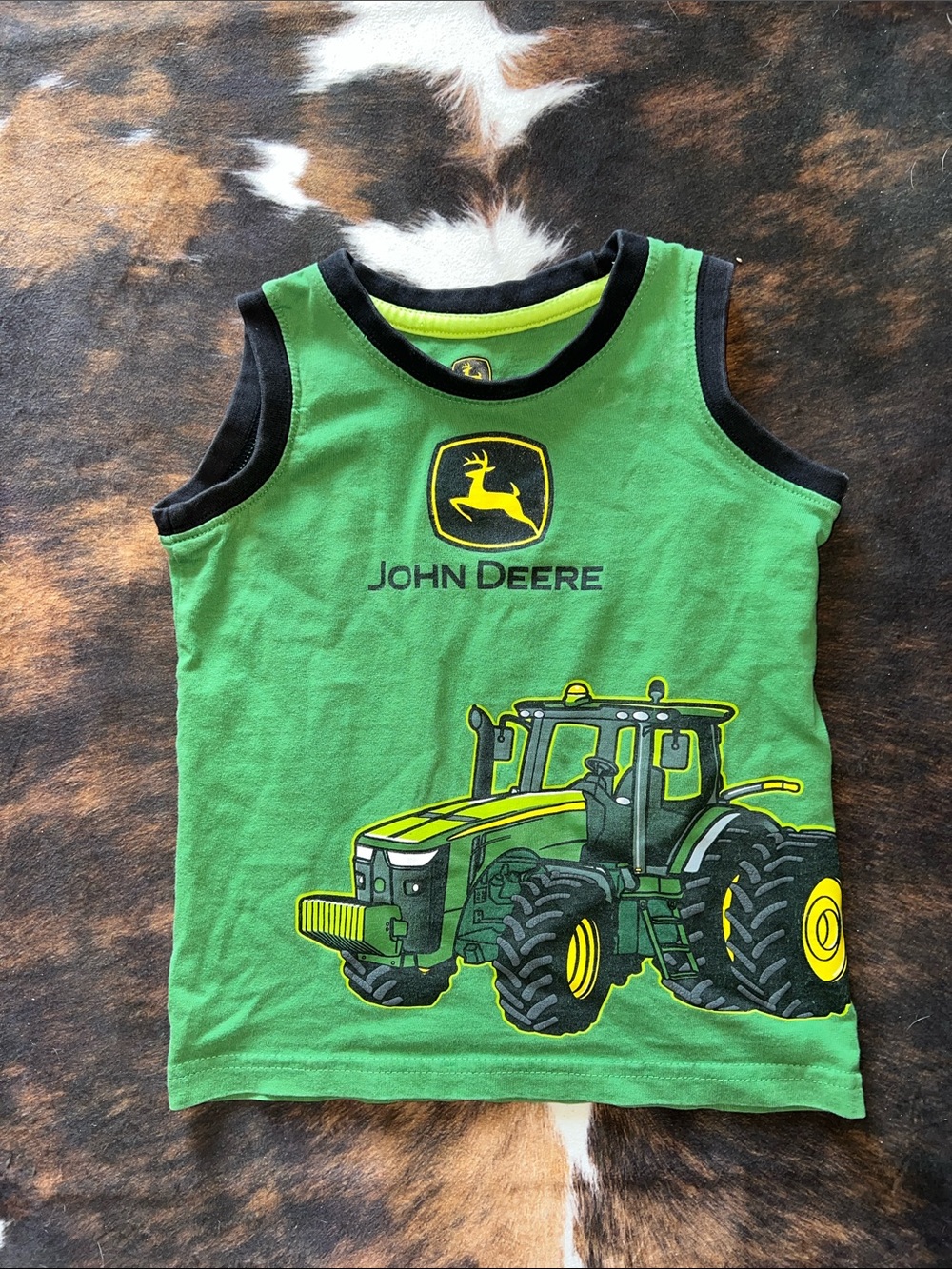 John Deere Green and Black Kids Tractor Tank Top